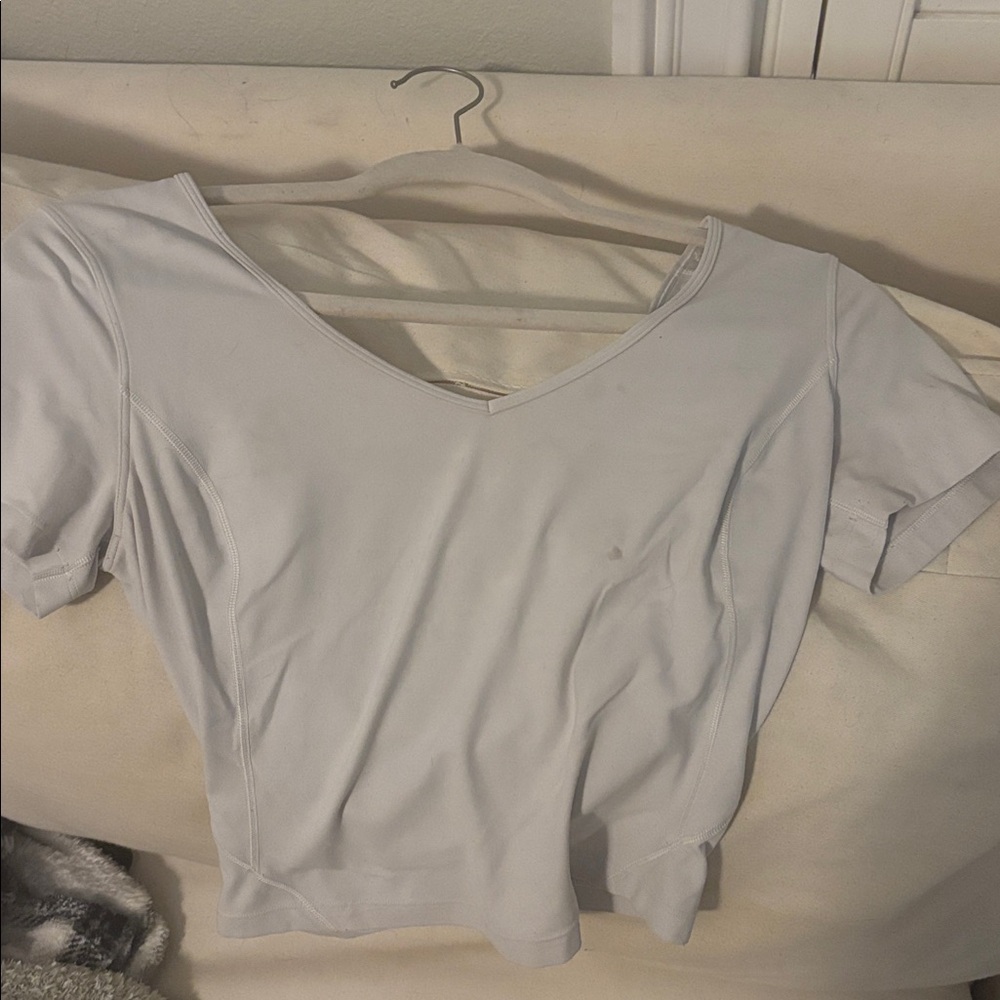 LULULEMON NEWW White V-Neck Short Sleeve Top